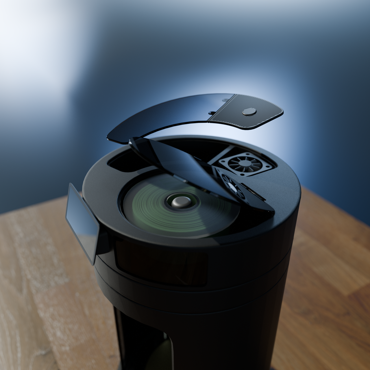 Top-view CAD render of the Printo 3D printer concept.